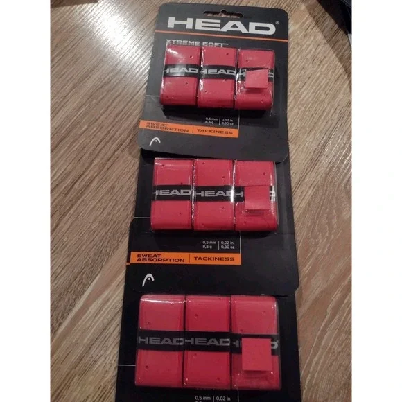 Lot Of 3 HEAD Xtreme Soft Red Racquet Over grip Tennis Racquet Grip Tape - Picture 1 of 2